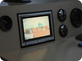 The steering console has a built in camera to view the back of the boat